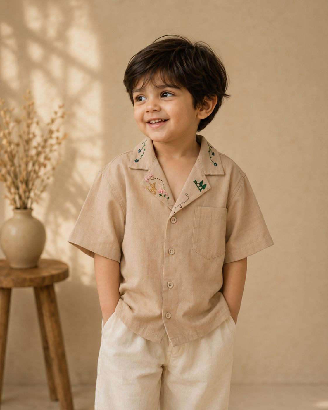 The Hand-Embroidered Camp Shirt, worn