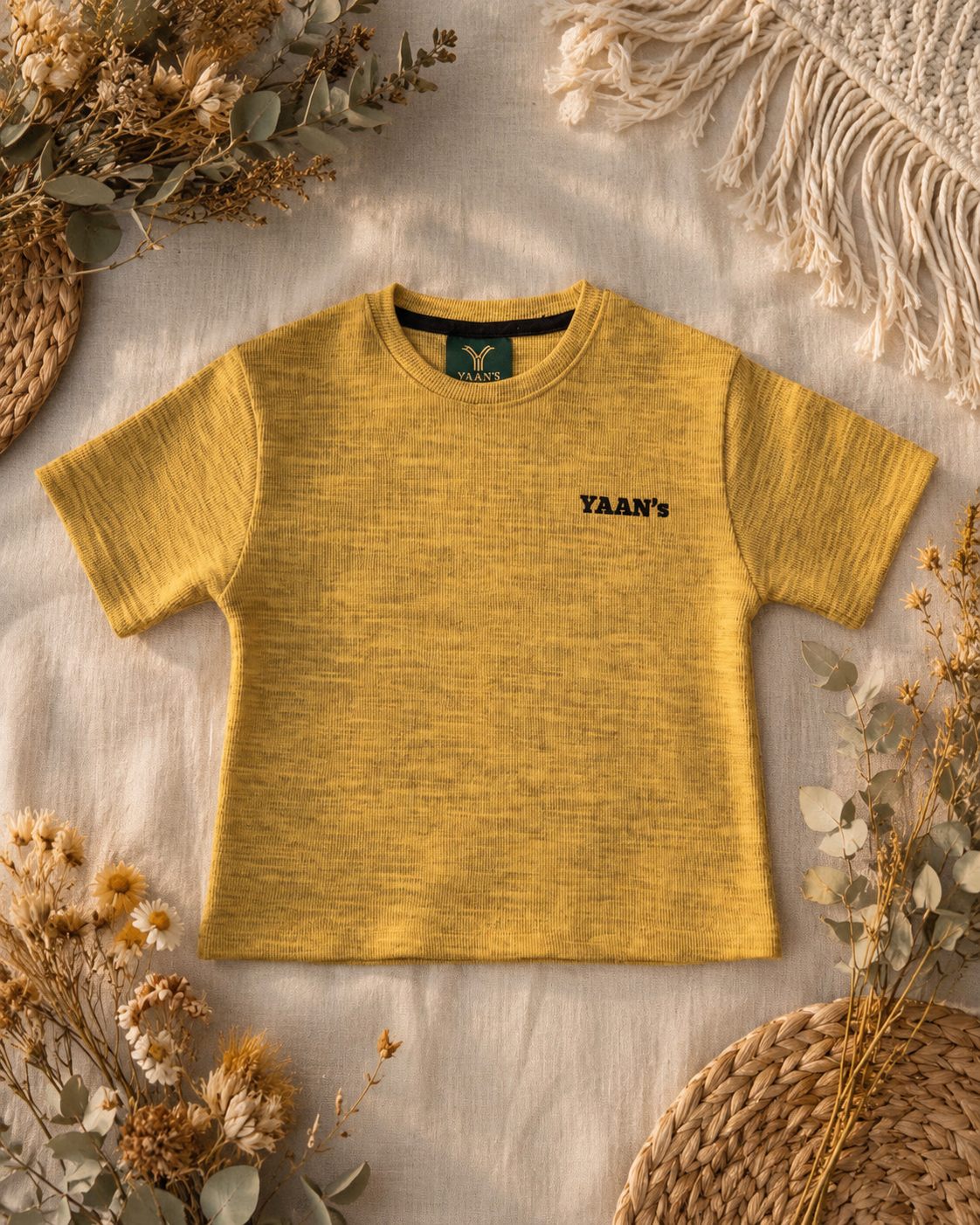 Marled Crew Tee — Mustard