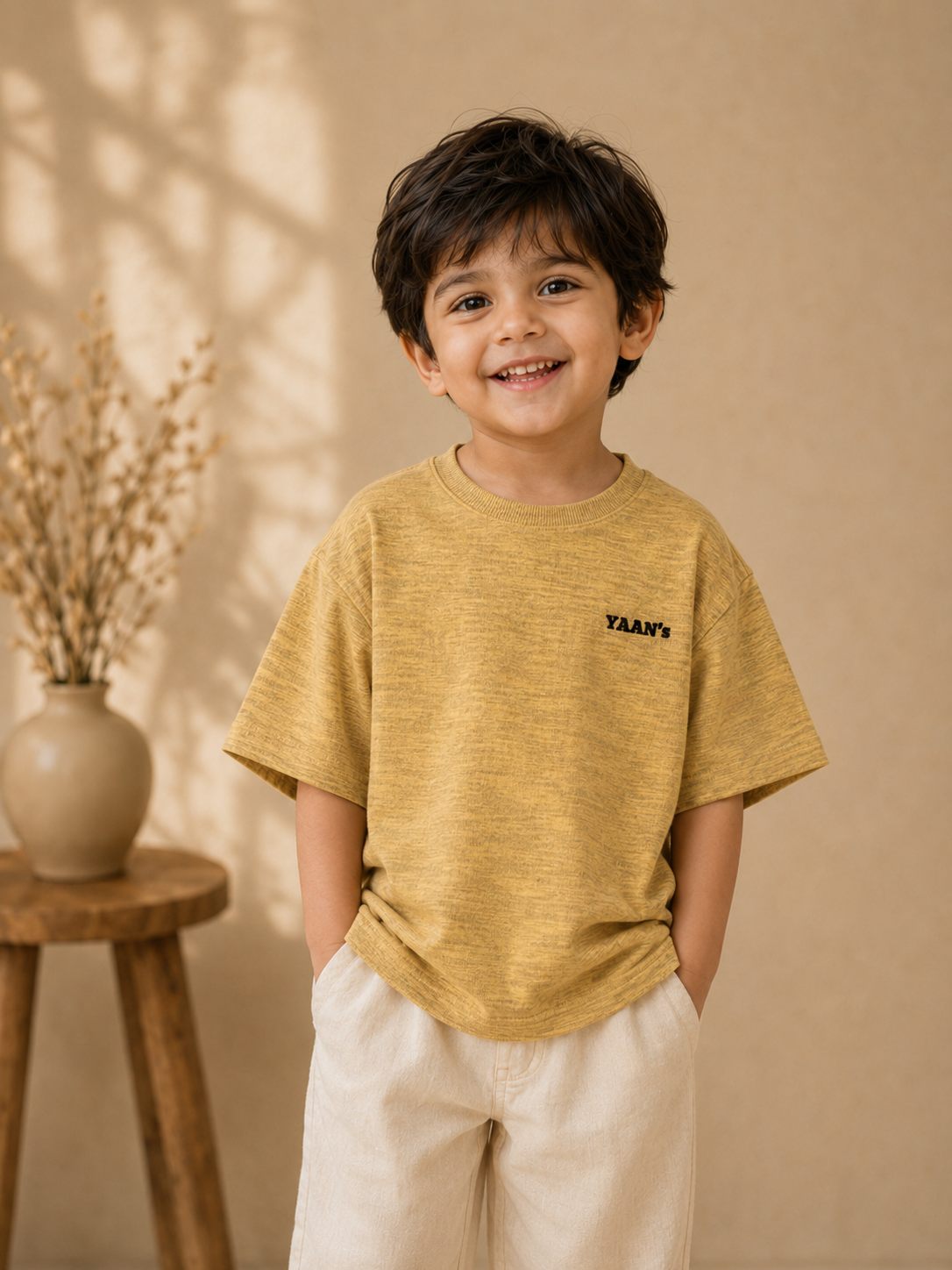 Marled Crew Tee — Mustard
