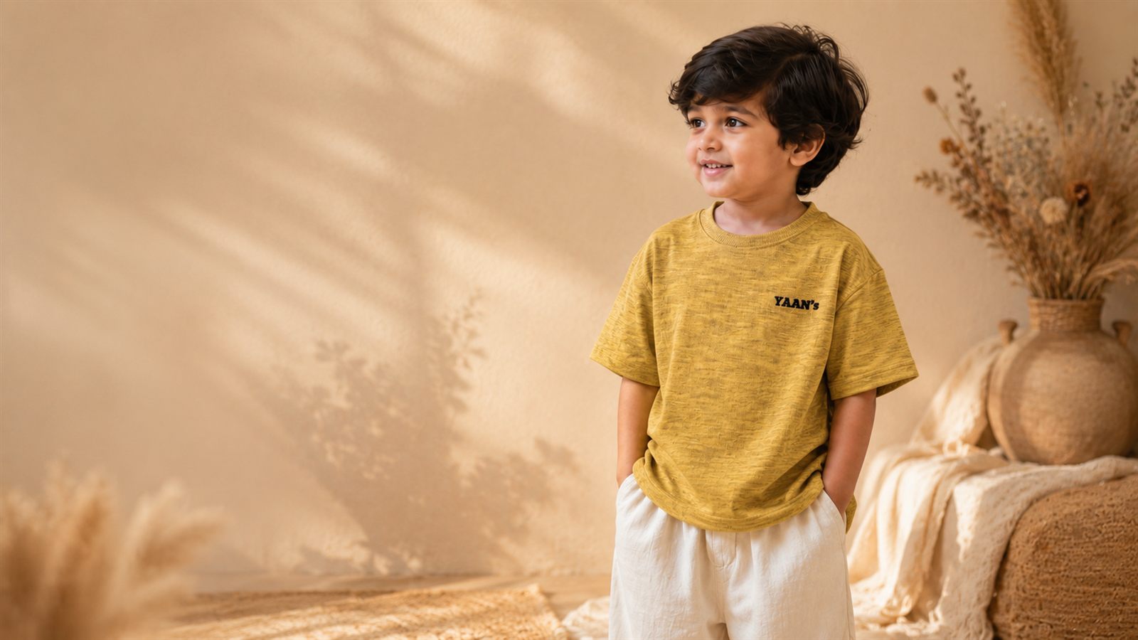 Marled Crew Tee — Mustard
