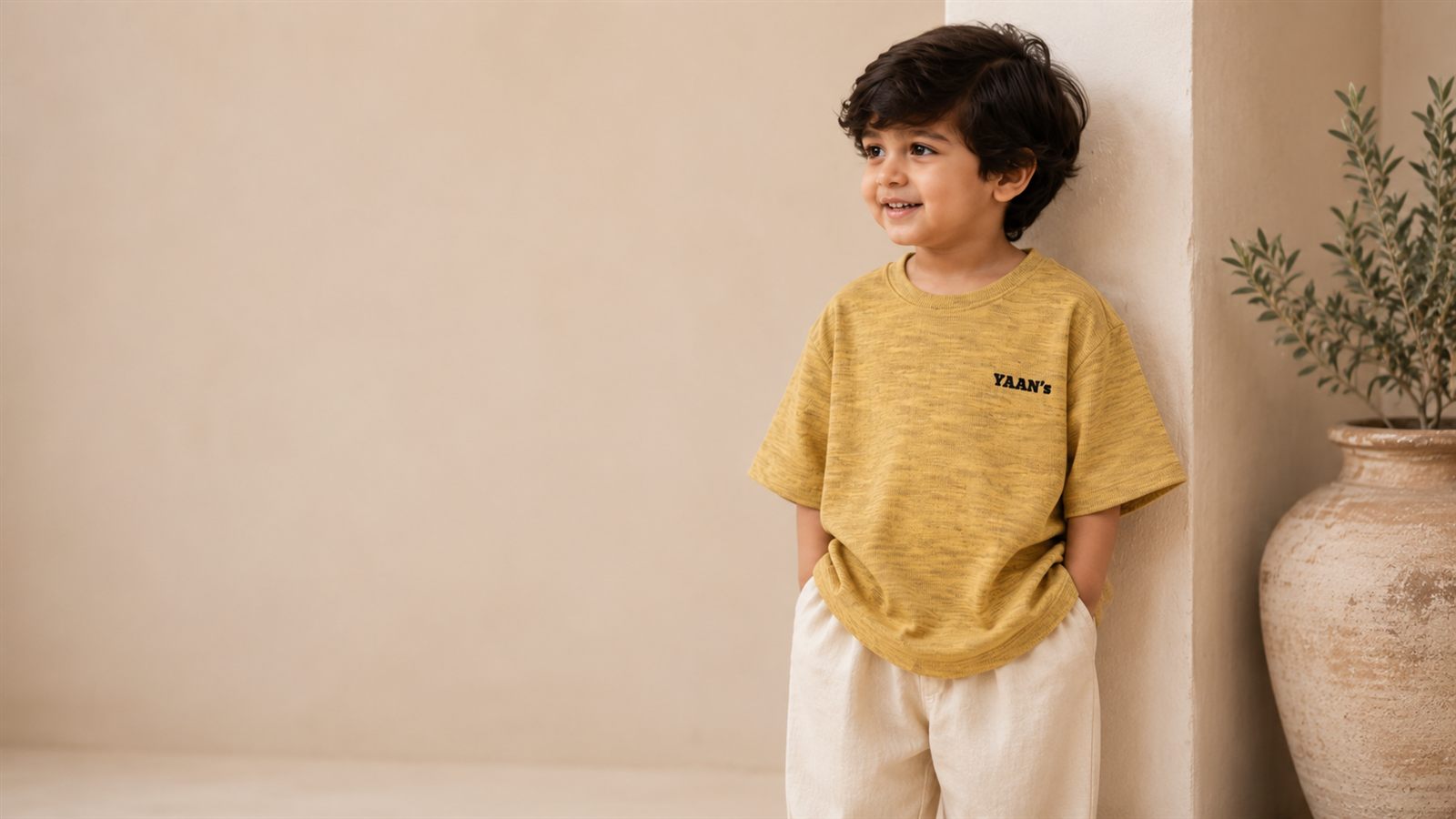 Marled Crew Tee — Mustard
