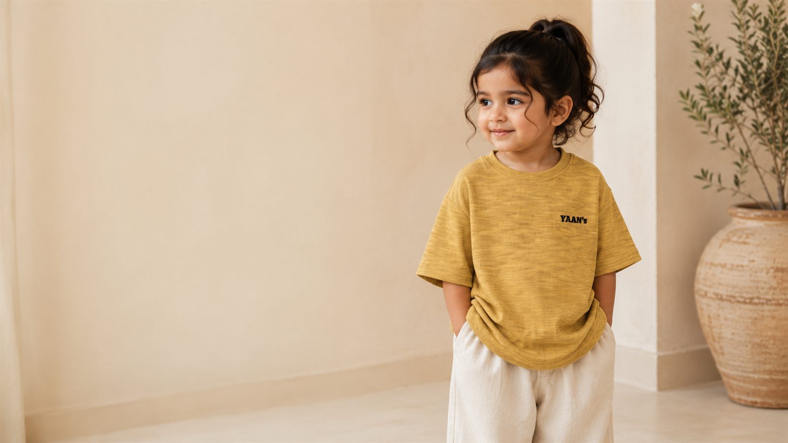 Marled Crew Tee — Mustard