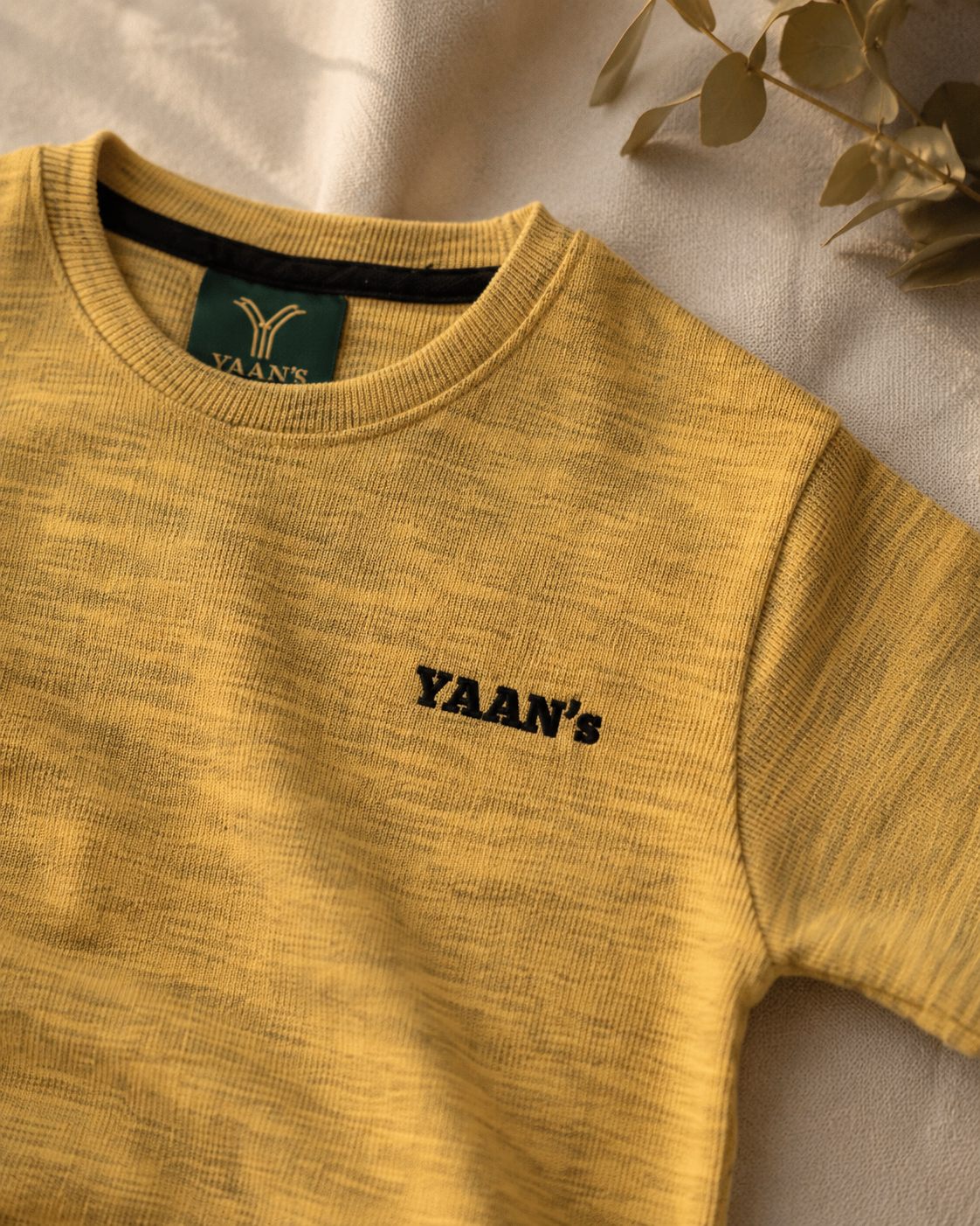 Marled Crew Tee — Mustard